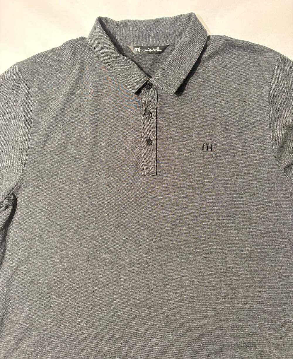 Travis Mathew polo shirt mens 2xl black gray stripe stretch golf casual - Picture 1 of 7
